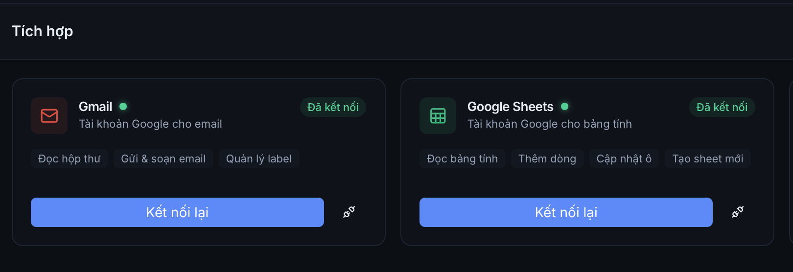 Kết nối Gmail, Google Calendar và Google Sheets
